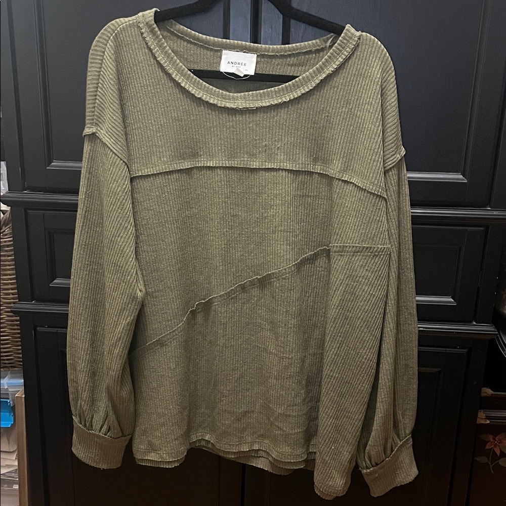 Olive Green Ribbed Sweater